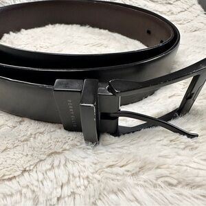 Perry Ellis Men's Black Bonded Leather Elegant Belt, 1.25" wide XL
